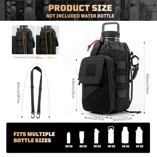1TG Tactical Magnetic Gym Bag for Men, Magnetic Gym Water Bottle Bag - color: Black