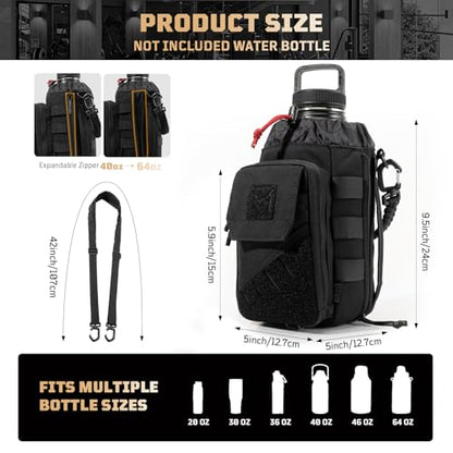1TG Tactical Magnetic Gym Bag for Men, Magnetic Gym Water Bottle Bag - color: Black