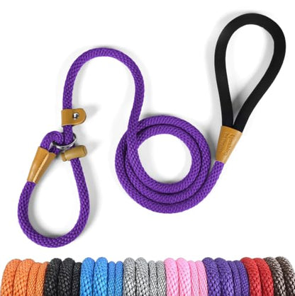 Dog Leash Slip Lead Braided Rope Pet Training Loop Leashes 5ft 6ft 8ft - color: Purple