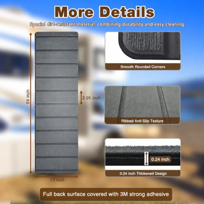 RV Step Covers 4 Pack, 24"x7.5", 6mm Thick High-Density EVA Foam: Self-Adhesive, Non-Slip RV Stair Covers. Trimmable Waterproof for Trailers, Camper, Motorhome. (Space Gray) - color: Space Gray