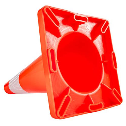 VEVOR 12Pack 18" Traffic Cones, Safety Road Parking Cones PVC Base, Orange Traffic Cone with Reflective Collars, Hazard Construction Cones for Home Traffic Parking - size: 18"(12Cones)
