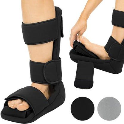 Vive Plantar Fasciitis Night Splint Plus Trigger Point Stretch Wedges - color: Black, size: Medium