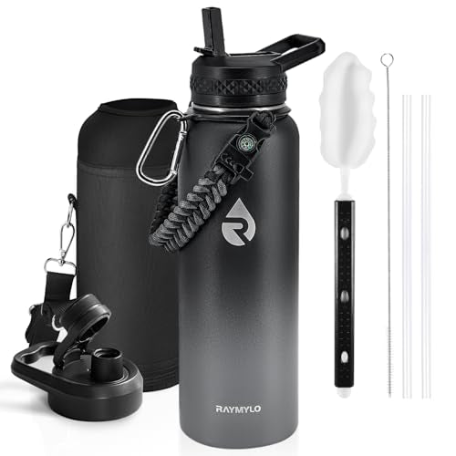 RAYMYLO Insulated Water Bottle 40 oz, Triple Wall Vacuum Stainless Steel - color: Dark Gray, size: 40 Ounces