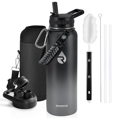 RAYMYLO Insulated Water Bottle 40 oz, Triple Wall Vacuum Stainless Steel - color: Dark Gray, size: 40 Ounces