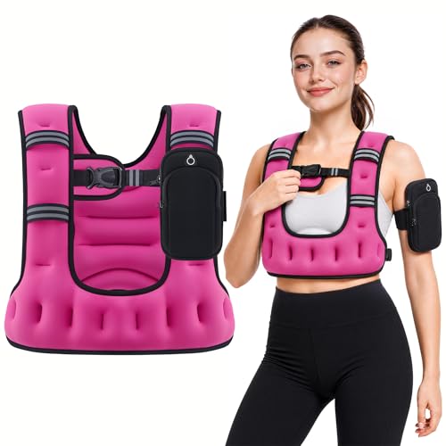 ZELUS Weighted Vest for Women & Men, U-Shaped Running Vest with Arm Pocket - color: Pink, size: 8LB