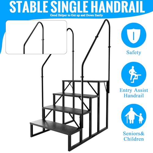 RV Stairs 4 Step Ladder with 2 Handrails - size: 4 Step-2