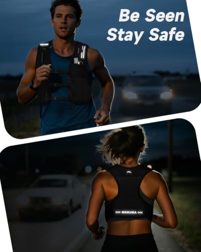 MOKURA Running Vest for Women Men with 500ML Soft Flask & Phone Holder - color: Black, size: Large