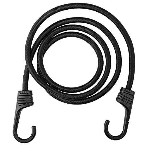 ZHOUBIN 60 Inch Black Bungee Cords with Hooks Heavy Duty, 1 Pack - size: 60"