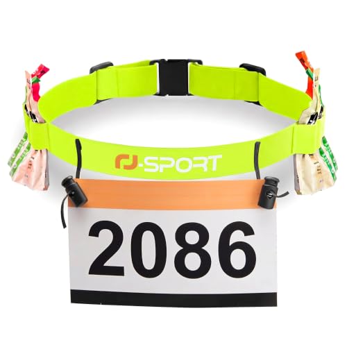 RJ-Sport Race Number Belt with 6 Energy Gel Loops for Triathlon & Marathon - color: 06 Yellow