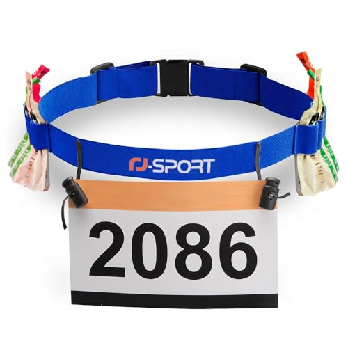 RJ-Sport Race Number Belt with 6 Energy Gel Loops for Triathlon & Marathon - color: 03 Navy