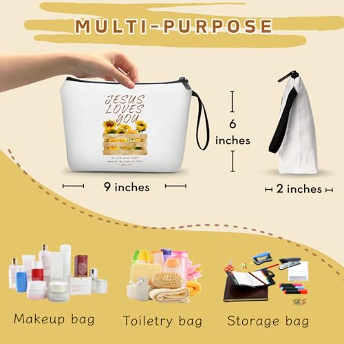 Jesus Love Sunflower You Makeup Bag, Christian Faith Gifts for Women - color: Christian-3