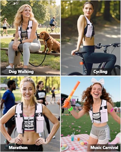 Running Hydration Vest for Women Men,Lightweight Breathable Hydration Pack with 500ml Soft Flask, Adjustable Chest Straps Reflective Backpack for Trail Running Marathon Race Jogging Cycling - color: Pink