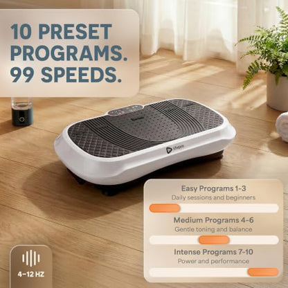 Lifepro Waver Vibration Plate Exercise Machine with 99 Speeds & 10 Presets - color: White