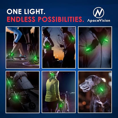 EverLightFX USB Rechargeable LED Safety Light (2 Pack) by Apace - Super Bright Bike Tail Light Works Brilliantly as Running Light for Joggers, Pets, Bicycle Strobe or Rear Clip On Lights - color: Green