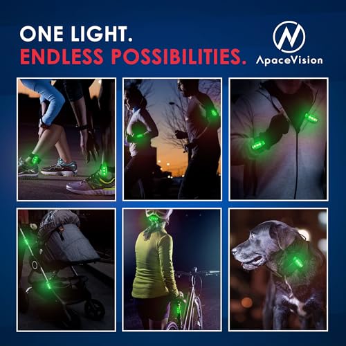 EverLightFX USB Rechargeable LED Safety Light (2 Pack) by Apace - Super Bright Bike Tail Light Works Brilliantly as Running Light for Joggers, Pets, Bicycle Strobe or Rear Clip On Lights - color: Green