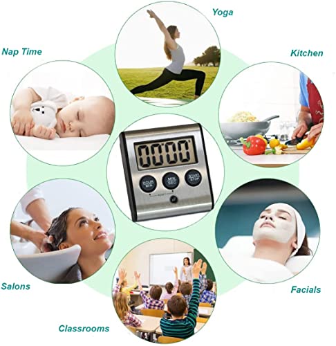 Elegant Digital Kitchen Timer Stainless Steel - Loud Alarm - Model eT-23 - size: 6-Pack eT-23