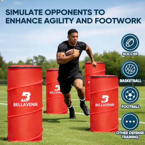 BELLAVENIR 4-Pack Pop-Up Defender Dummies for Basketball, Soccer and Football Training