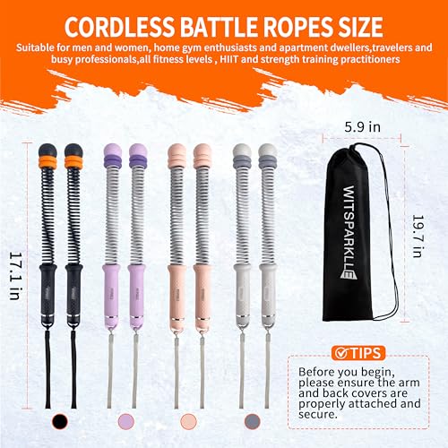 Portable Adjustable Ropeless Battle Ropes with Black - color: Black