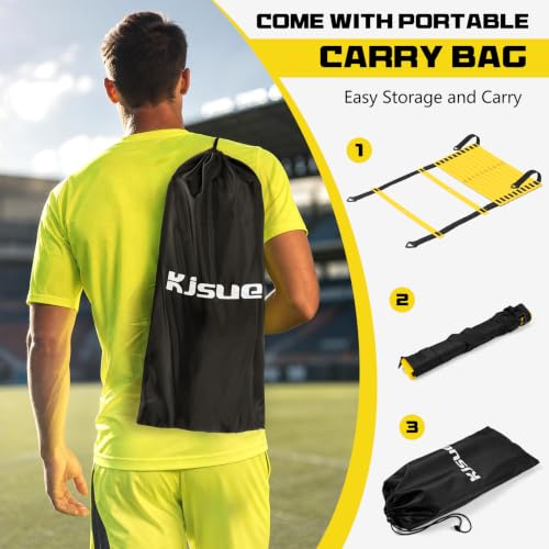 2 Pack 20ft Agility Ladder Set, 40ft Total Adjustable Speed Ladder - color: Yellow