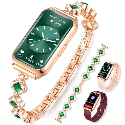 1.47" Smart Sports Watch, 10-Day Battery, IP68 Waterproof - color: Rose Gold-Green