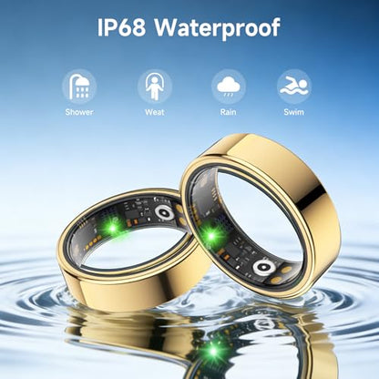Smart Ring for Women Men, Health Tracker, Fitness Ring (Gold, 6#) - color: Gold, size: 6#