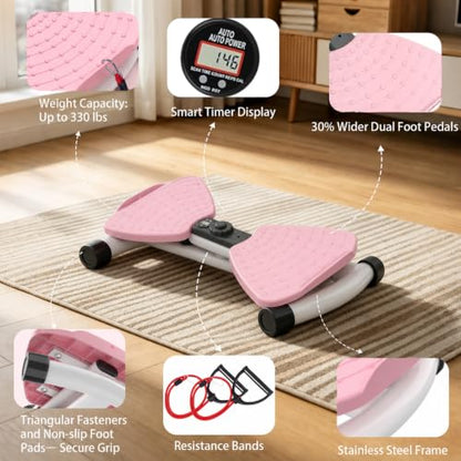 Twist Board Exercise Equipment with LCD Display, Waist Twister Machine with 5 Resistance Bands, 330 lbs Capacity Core Workout Board for Home Gym Fitness