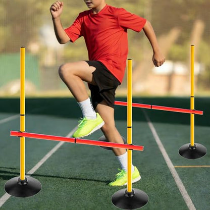Adjustable Height Agility Speed Hurdles with Rubber Base, Training Equipment Set for Soccer, Track and Field, Detachable Agility Poles - size: 3.3 FT, style: Pack of 6
