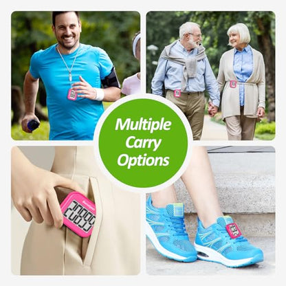 3D Pedometer for Walking, Simple Step Counter for Walking - color: pink
