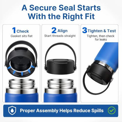 Flip Lid with Handle for Hydro Flask 12 16 20 32 40 64 oz Wide Mouth Bottle - color: Black 1 Pack