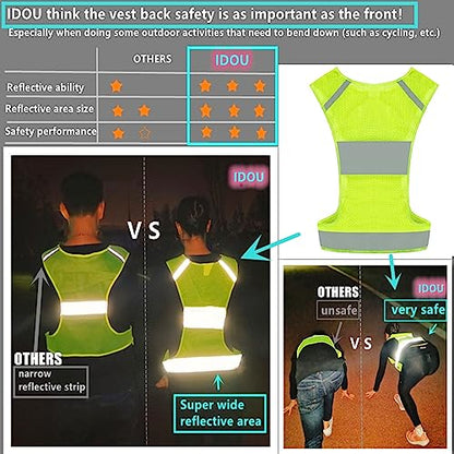 Reflective Running Safety Vest, Hi Vis Biking Walking Gear Men Women - color: Neon Yellow, size: X-Large