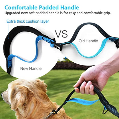 Uppetly Hands Free Dog Running Leash with Adjustable Waist Belt, Dual Handle Elastic Bungees Retractable Rope for Small and Medium Dogs, Reflective Stitches for Walking Hiking Biking (Medium, 8-25lb) - size: Medium