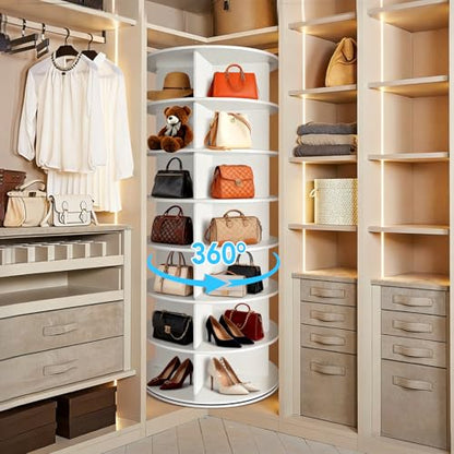 RUNSUNSPRI 7 Tier Rotating Shoe Rack 360°Rotating Shoe Rack Tower - size: 7 Tier (23.4"W x 62.8"H)