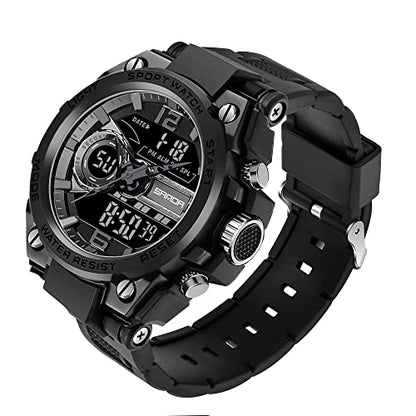 KXAITO Men's Watches Sports Outdoor Waterproof Military Watch Date Multi Function Tactics LED Alarm Stopwatch - color: 6092_Black 08