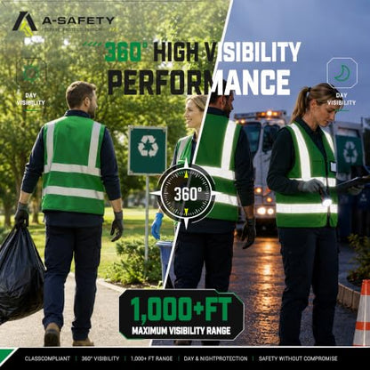 A-SAFETY 6XL 7XL 8XL plus size green safety vest big and tall - color: Green, size: 6X-Large