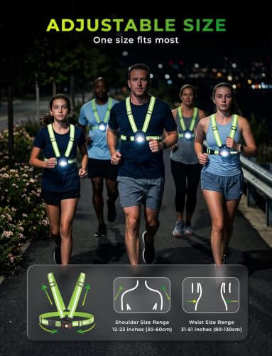 Running Lights for Runners with Digital Display and 360° Reflective Vest