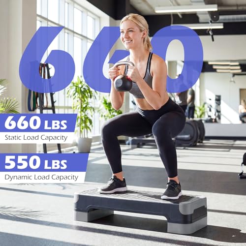 Goplus 3-in-1 Aerobic Step Platform, 600 LBS Adjustable Exercise Stepper - color: Gray