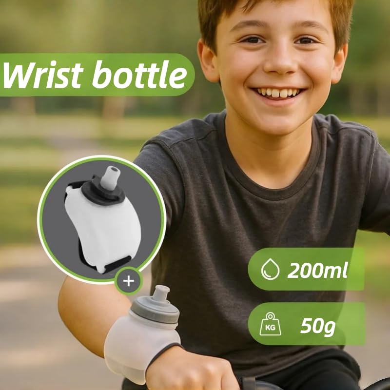 Silicone Wrist Water Bottle Outdoor Portable Hands Free Squeeze Design Adjustable Strap for Running, Cycling and Hiking, White - color: White