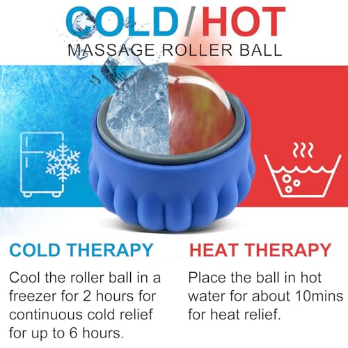 Massage Roller Ball Set Cold & Heat Therapy Tissue Relief Muscle Recovery - color: Blue Set