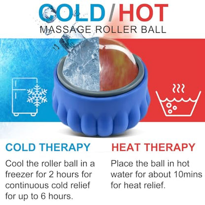 Massage Roller Ball Set Cold & Heat Therapy Tissue Relief Muscle Recovery - color: Blue Set