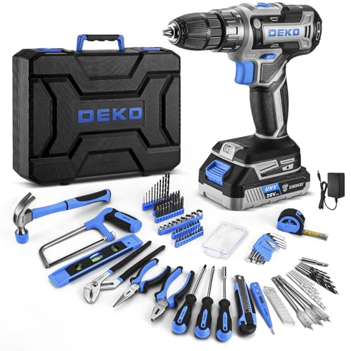Blue Drill Tool Kit Set: 20V Cordless Power Drill Tool Box with Battery Electric Drill Driver for Men Home Hand Repair Basic Toolbox Tools Sets Drills Case - color: Blue