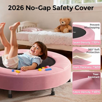 BCAN SP1 36'' Kids Toddler Trampoline Indoor, Foam Handle | FED Fitness - color: Pink-Classic
