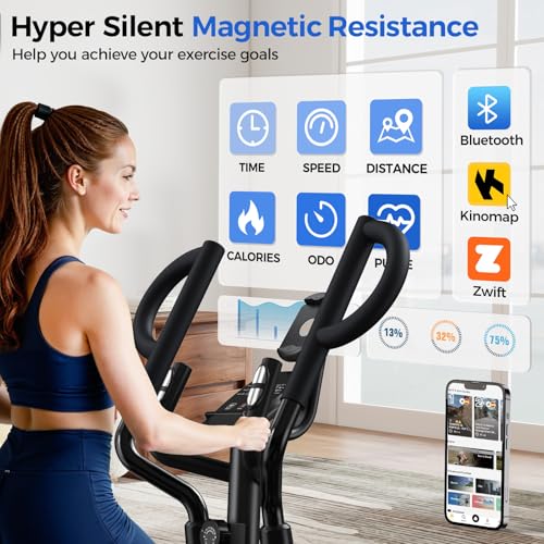 pooboo Elliptical Machine, Elliptical Exercise Machine with 16-Level Resistance&Quiet Magnetic Driving System, Elliptical Machine for Home with LCD Monitor,15.5-17IN Stride, 350LBS Weight Capacity - color: 17IN-Stride Gray
