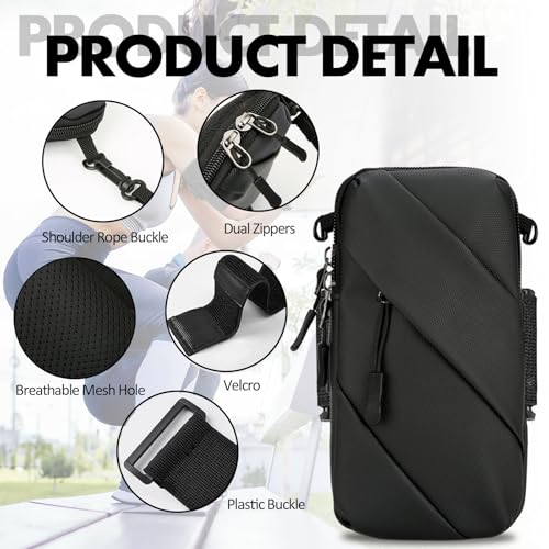 Phone Arm Bands for Running Armband Cell Phone Holder,Crossbody Bags for Women Men Kids,iPhone 15 14 13 12 11 Pro Max Xs Xr 8 7 6S 6 Plus SE Mini,Galaxy,Workout,Exercise,Walking,Gym Arm Bag Black - color: Black