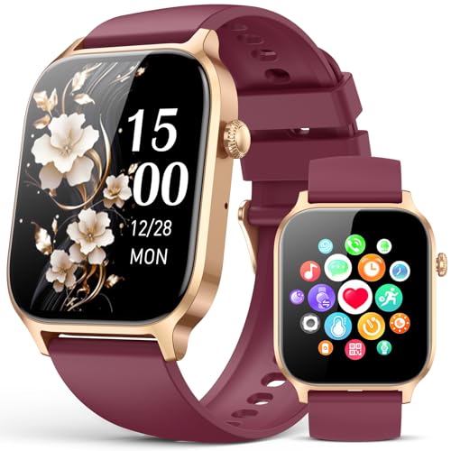 Smart Watches for Women Men, Fitness Tracker Watch with 110 Sports Modes, Step Counter/Sleep Monitor/Pedometer, IP68 Waterproof, Bluetooth Call & Music Control Smartwatch for iPhone/Android,Wine Red - color: Deep Burgundy