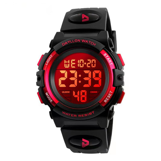 Dayllon Kids Digital Watch Boys Outdoor Sports 50M Waterproof Girls Watches Alarm Clock 12/24 H Stopwatch Calendar for Ages 3-15 Boy Girl Wristwatch Kids Gift - color: XS Red( 3-8 Year Old)