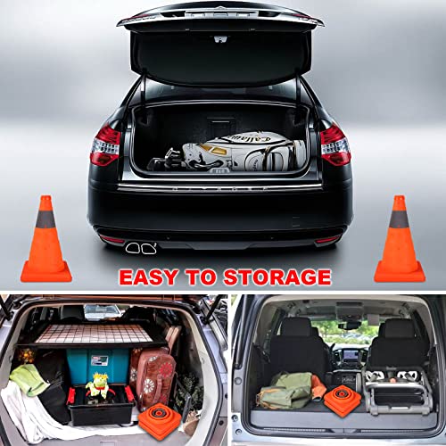 WOPPLXY 4 Pcs 12 Inch Collapsible Traffic Cones, Multi-Purpose Pop up Road Cones with Reflective Collar for Road Safety, Orange Cones for Training, Parking Lot and Driving Practice