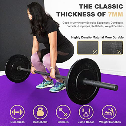 GXMMAT Extra Large Exercise Mat 16'x6'/12'x6'/10'x6'/8'x6'(7mm) - color: Purple Grey, size: 6*8 FT