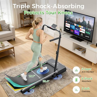AKLUER Walking Pad Treadmill with 12% Auto Incline Adjustable Handlebar - color: Black