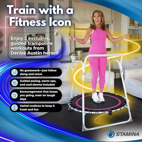 Denise Austin 44 in Fitness Trampoline with Handlebar, for Cardio Fitness