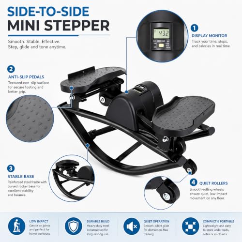 JSDMBD Rock Stepper Step Side-to-Side Lateral Rocking Fitness Stepper with Digital Monitor/Resistance Bands Machine for Home Workout
